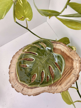 'Monstera' gyertyaalátét / tálka (nagy) 💚