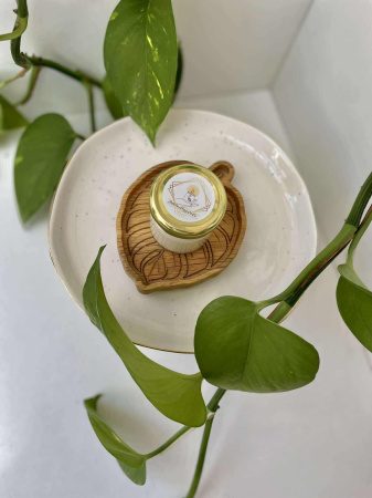 'Monstera' tölgyfa tálka (kicsi) 🪵🌿 1 db minigyertyával