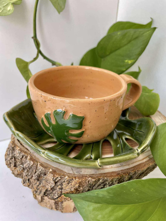 'Monstera' csésze, alátéttel ☕🌿